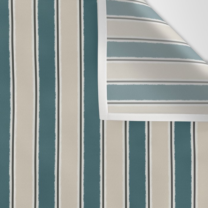 Cottage Stripes Vertical Pattern in Teal Beige Charcoal Wall Tapestry Gallery Image 3