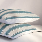 Cottage Stripes Vertical Pattern in Teal Beige Charcoal Pillow Sham Gallery Image 3