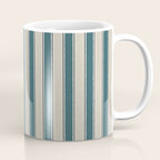 Cottage Stripes Vertical Pattern in Teal Beige Charcoal Coffee Mug Gallery Image 1