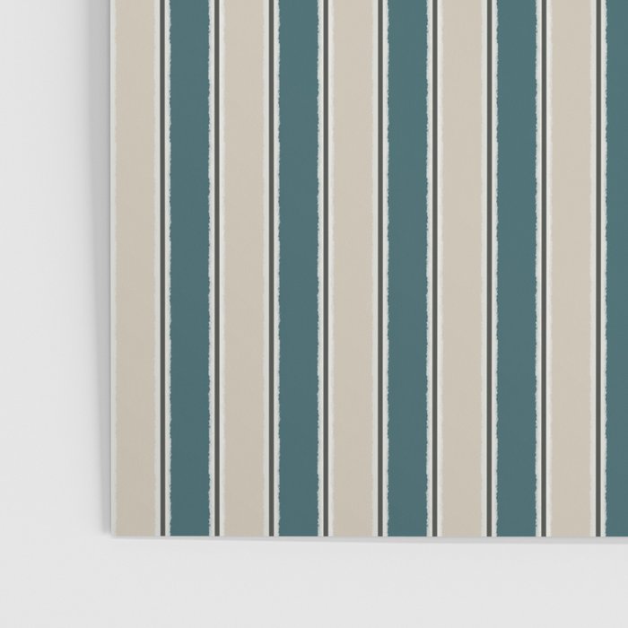 Cottage Stripes Vertical Pattern in Teal Beige Charcoal Poster Gallery Image 3