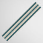 Cottage Stripes Vertical Pattern in Teal Beige Charcoal Table Runner Gallery Image 3