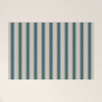 Cottage Stripes Vertical Pattern in Teal Beige Charcoal Welcome Mat Gallery Image 1
