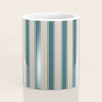 Cottage Stripes Vertical Pattern in Teal Beige Charcoal Coffee Mug Gallery Image 4