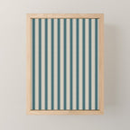 Cottage Stripes Vertical Pattern in Teal Beige Charcoal Mini Art Print Gallery Image 1