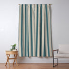 Cottage Stripes Vertical Pattern in Teal Beige Charcoal Window Curtain Gallery Image 5