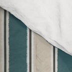 Cottage Stripes Vertical Pattern in Teal Beige Charcoal Comforter Gallery Image 4