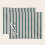 Cottage Stripes Vertical Pattern in Teal Beige Charcoal Placemat Gallery Image 1