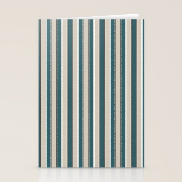 Cottage Stripes Vertical Pattern in Teal Beige Charcoal Stationery Card Gallery Image 2