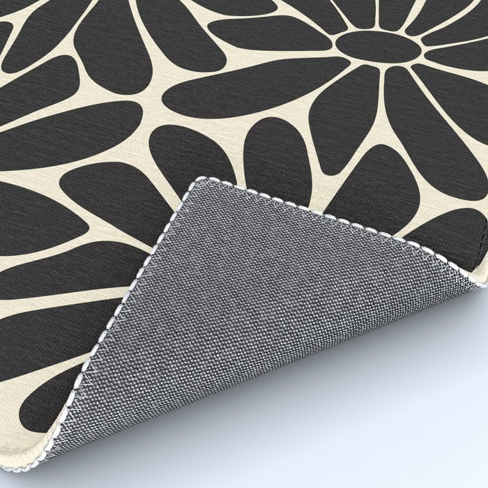 Big Daisy - Groovy Flower - Black & White Rug Gallery Image 4