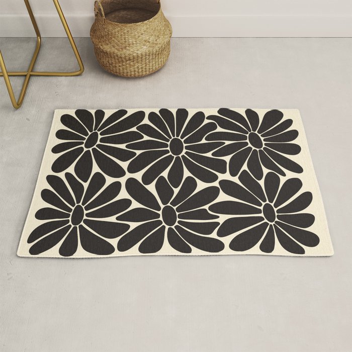Big Daisy - Groovy Flower - Black & White Rug Gallery Image 1