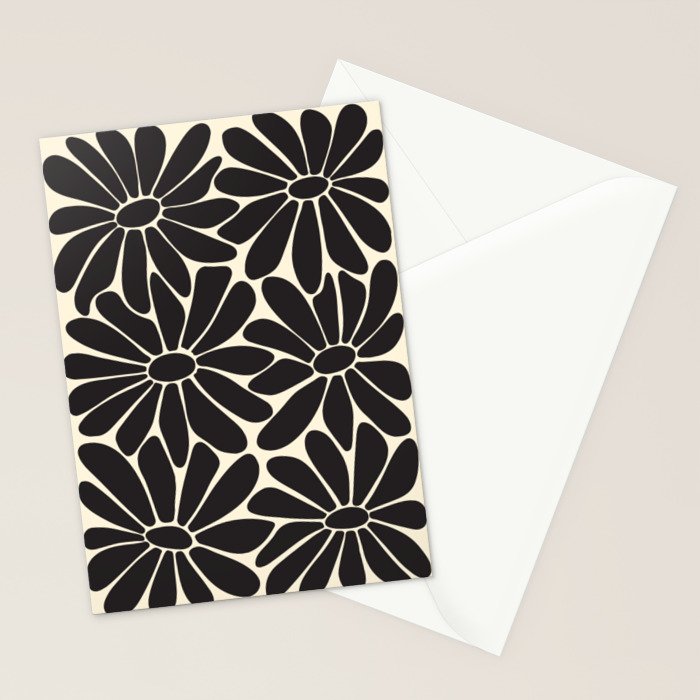 Big Daisy - Groovy Flower - Black & White Stationery Card Gallery Image 2