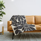 Big Daisy - Groovy Flower - Black & White Throw Blanket Gallery Image 1
