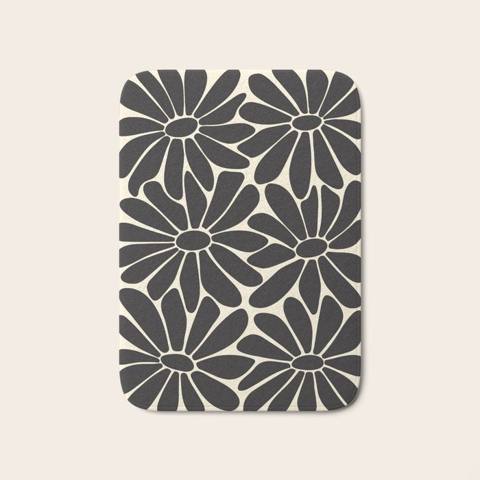 Big Daisy - Groovy Flower - Black & White Bath Mat Gallery Image 1
