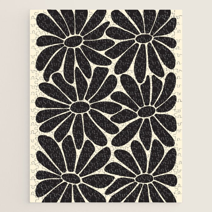 Big Daisy - Groovy Flower - Black & White Jigsaw Puzzle Gallery Image 1