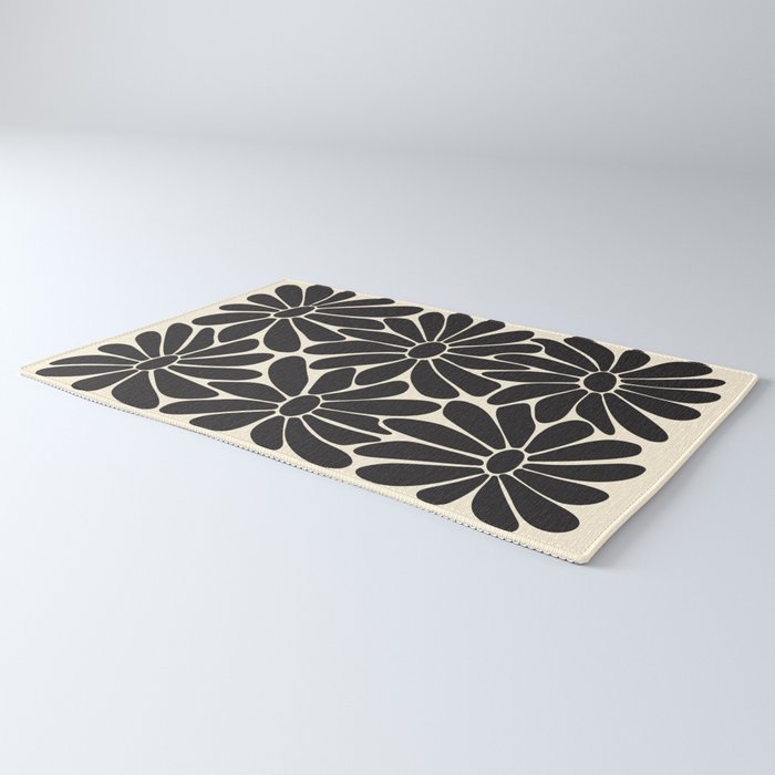 Big Daisy - Groovy Flower - Black & White Rug Gallery Image 3