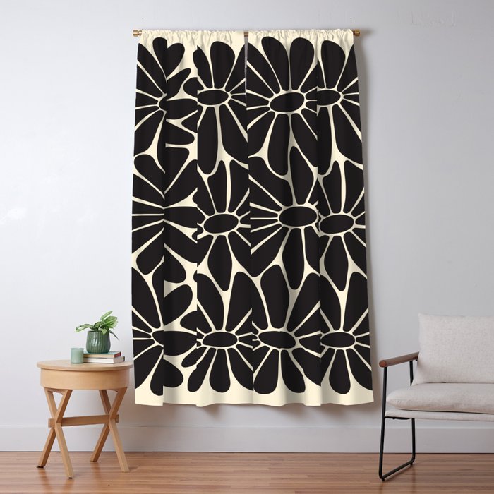 Big Daisy - Groovy Flower - Black & White Window Curtain Gallery Image 5