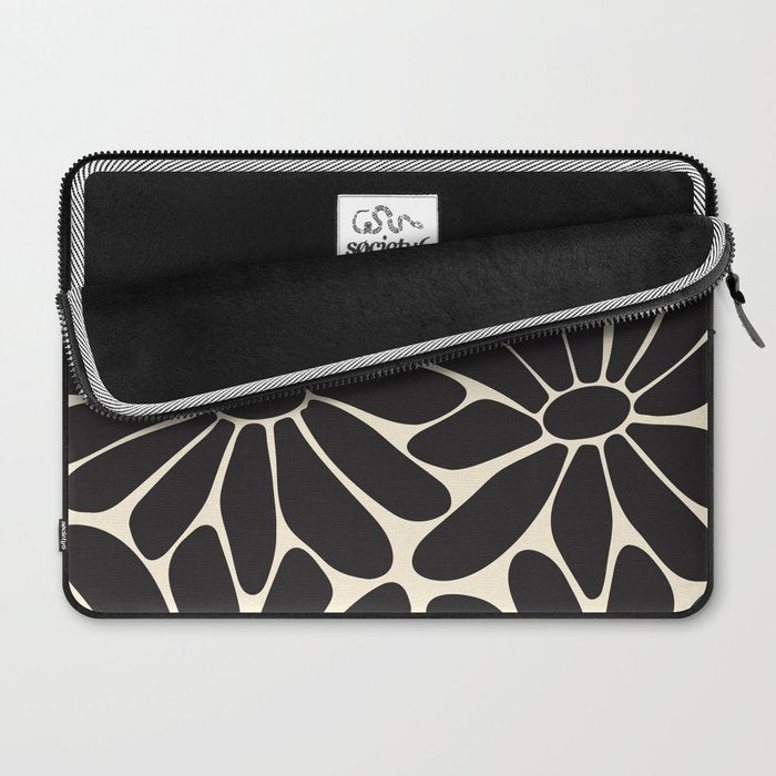Big Daisy - Groovy Flower - Black & White Laptop Sleeve Gallery Image 2