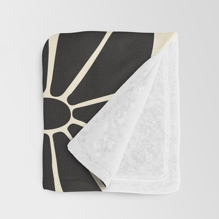 Big Daisy - Groovy Flower - Black & White Throw Blanket Gallery Image 3