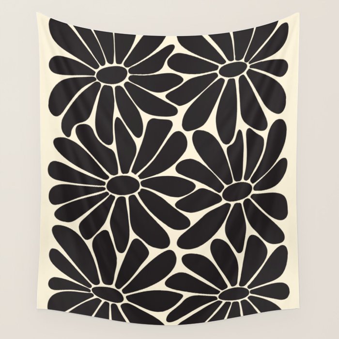 Big Daisy - Groovy Flower - Black & White Wall Tapestry Gallery Image 4