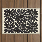 Big Daisy - Groovy Flower - Black & White Outdoor Rug Gallery Image 1