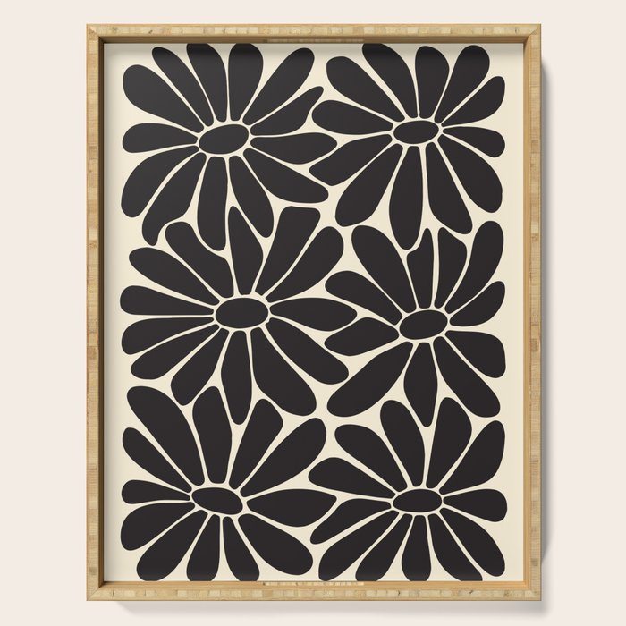 Big Daisy - Groovy Flower - Black & White Serving Tray Gallery Image 1
