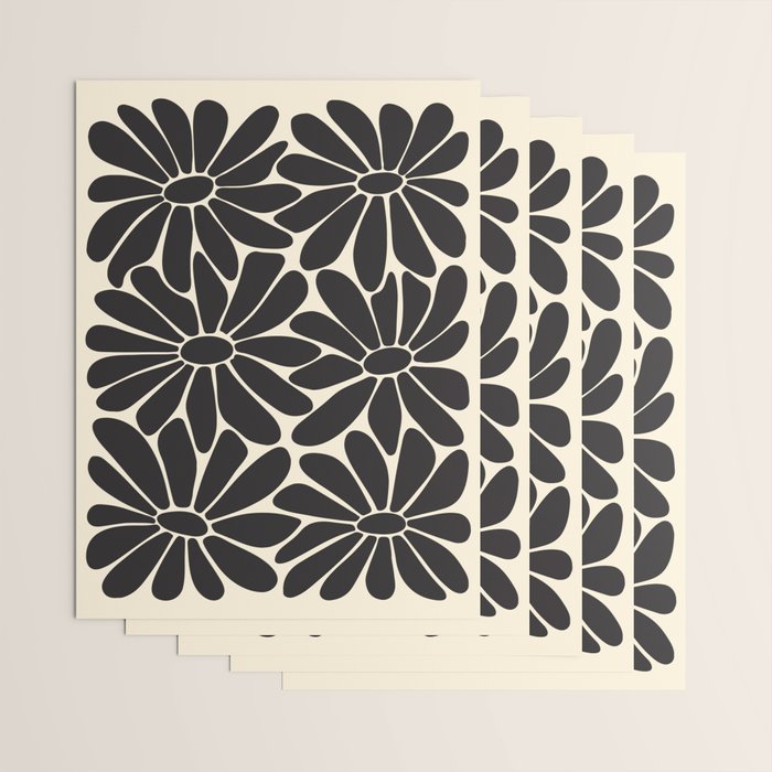 Big Daisy - Groovy Flower - Black & White Wrapping Paper Gallery Image 3