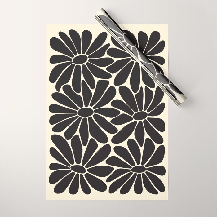 Big Daisy - Groovy Flower - Black & White Wrapping Paper Gallery Image 1