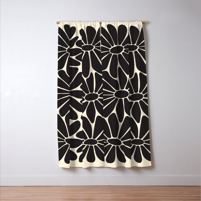 Big Daisy - Groovy Flower - Black & White Window Curtain Gallery Image 3