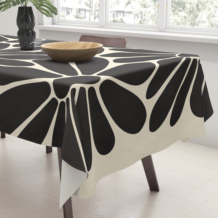 Big Daisy - Groovy Flower - Black & White Tablecloth Gallery Image 3
