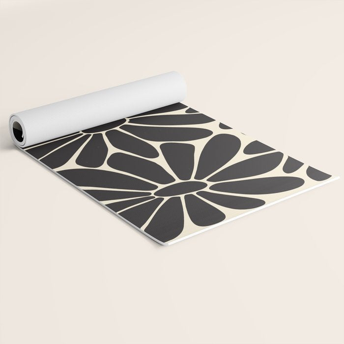 Big Daisy - Groovy Flower - Black & White Yoga Mat Gallery Image 2