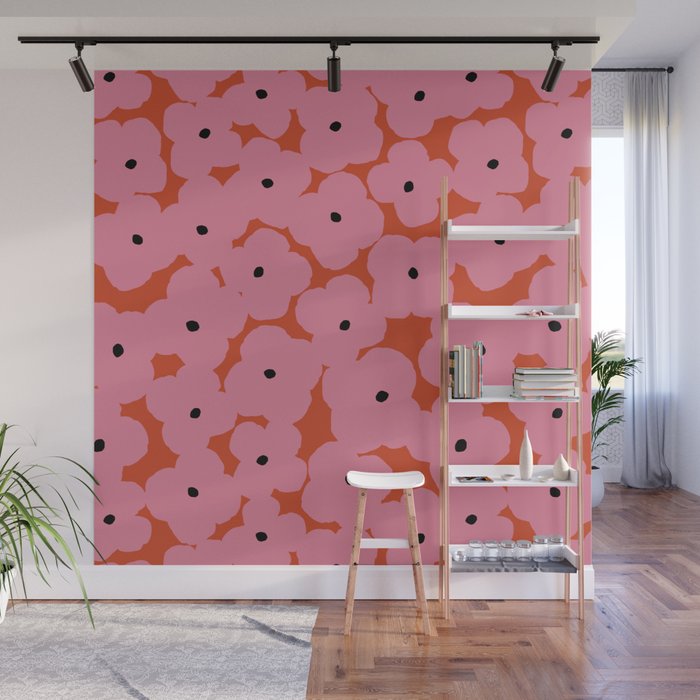 Pink Prairie Florals Wall Mural Gallery Image 1