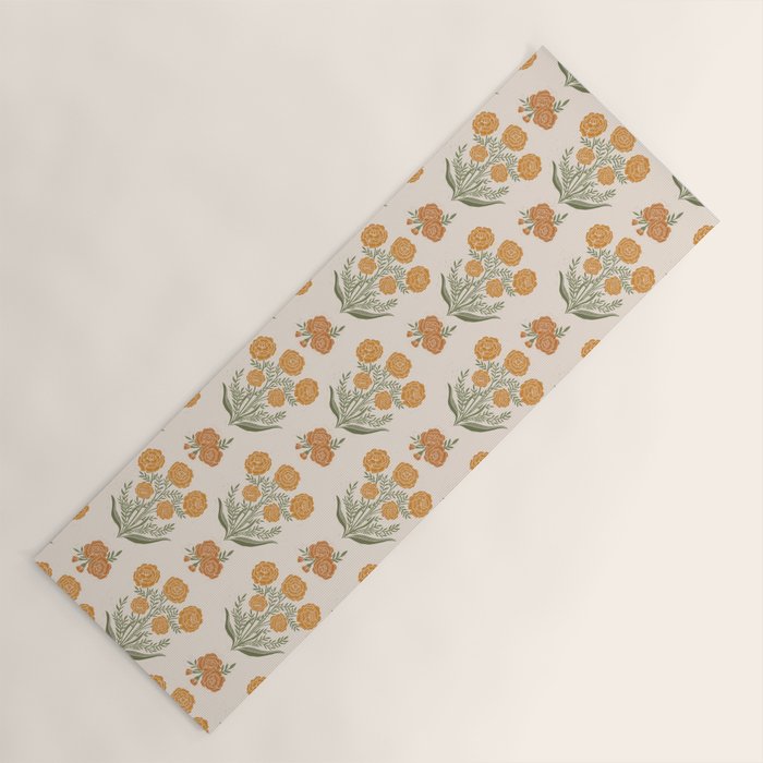 Marigold Block Print Yoga Mat Gallery Image 1
