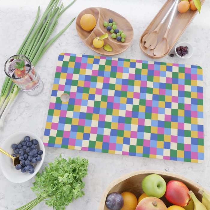 Bold Colorful Checks Pattern - Small XVI Cutting Board Gallery Image 2