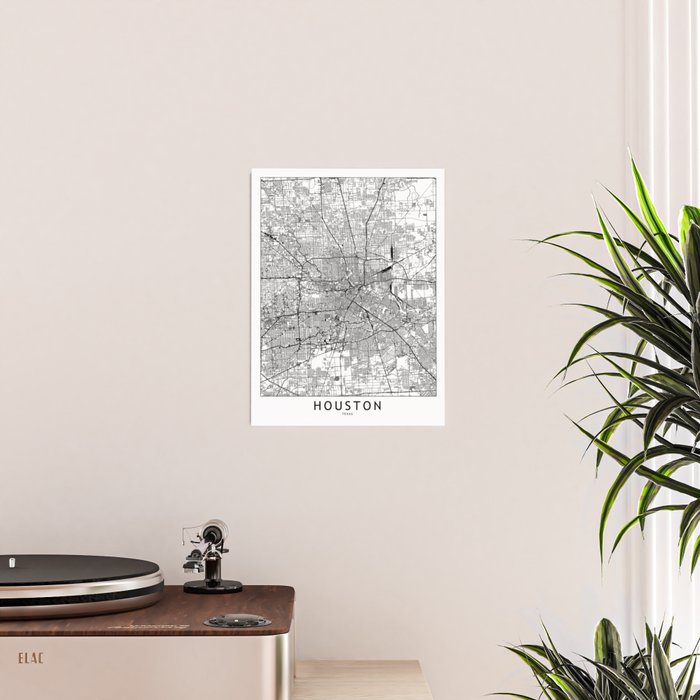 Houston White Map Poster Gallery Image 2