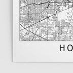 Houston White Map Poster Gallery Image 3