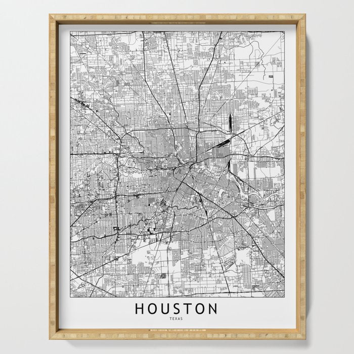 Houston White Map Serving Tray Gallery Image 1