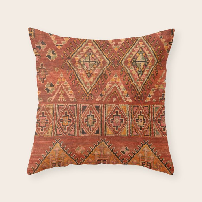 Traditional Vintage Heritage Moroccan Carpet  Throw Pillow Gallery Image 6