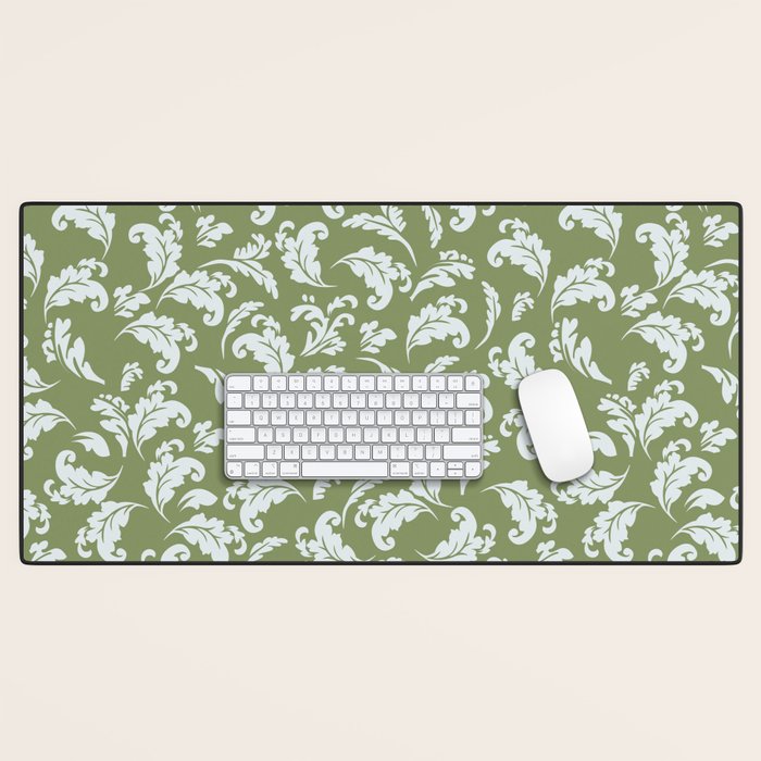 Elegant Epsom and Bit Of Blue Leaves Desk Mat Gallery Image 1
