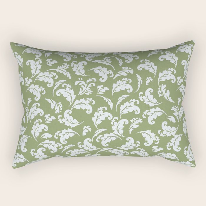 Elegant Epsom and Bit Of Blue Leaves Rectangular Pillow Gallery Image 1