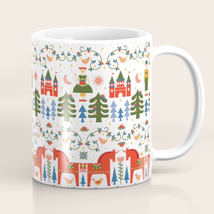 Scandinavian Fairytale - Green + Red Coffee Mug Gallery Image 1