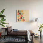 Sun Surf Sea Salt Sand Typography - Retro Rainbow Wood Wall Art Gallery Image 2