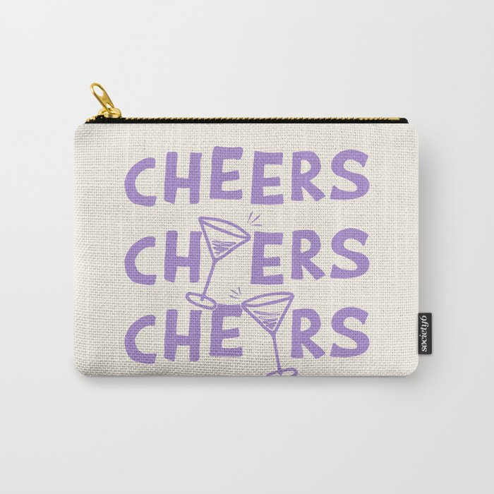 Cheers. Cocktails and Drinks in Lavender Purple And White Carry All Pouch Gallery Image 1