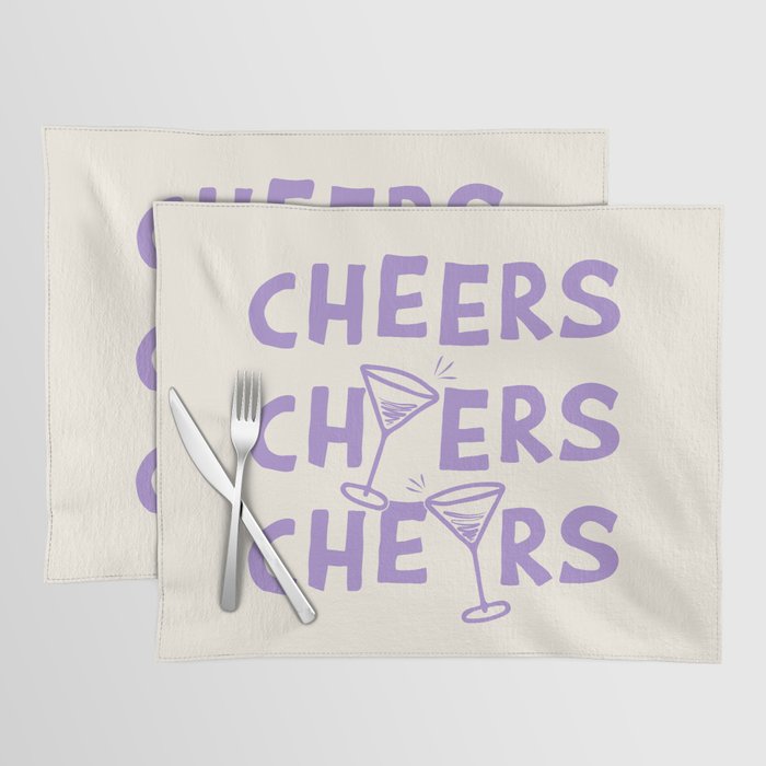 Cheers. Cocktails and Drinks in Lavender Purple And White Placemat Gallery Image 1