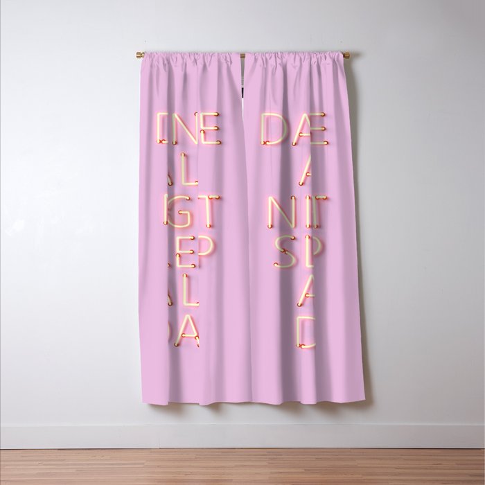 DANCE ALL NIGHT - pink neon typography Window Curtain Gallery Image 3