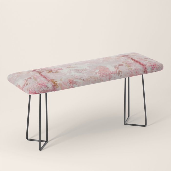 Vintage Floral Rose Roses painterly pattern in pink Bench Gallery Image 1