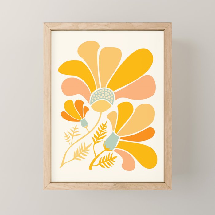 Summer Wildflowers in Golden Yellow Mini Art Print Gallery Image 1