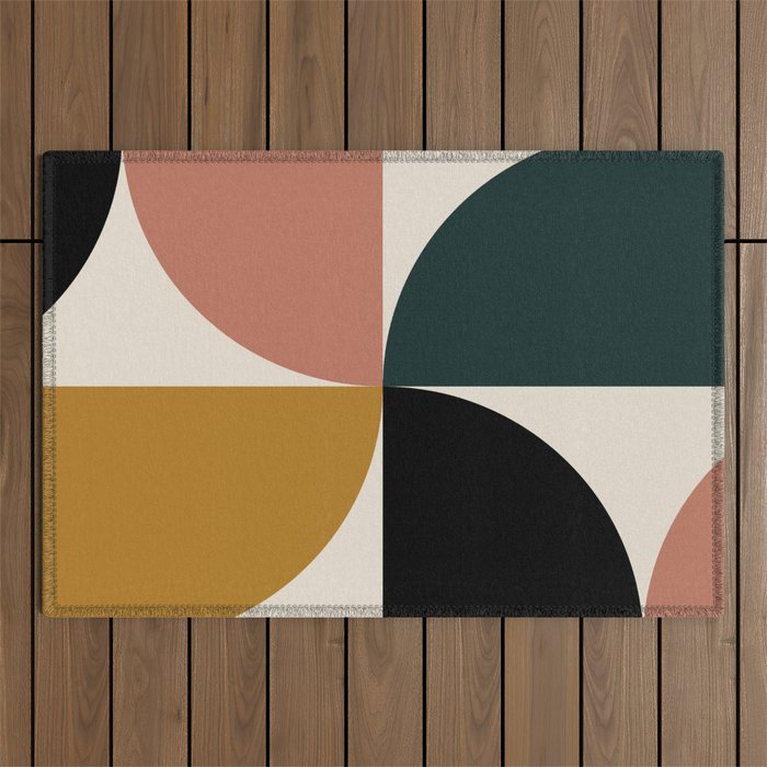 Bauhaus Mid Century Modern Geometric I Outdoor Rug Gallery Image 1