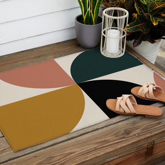 Bauhaus Mid Century Modern Geometric I Outdoor Rug Gallery Image 2