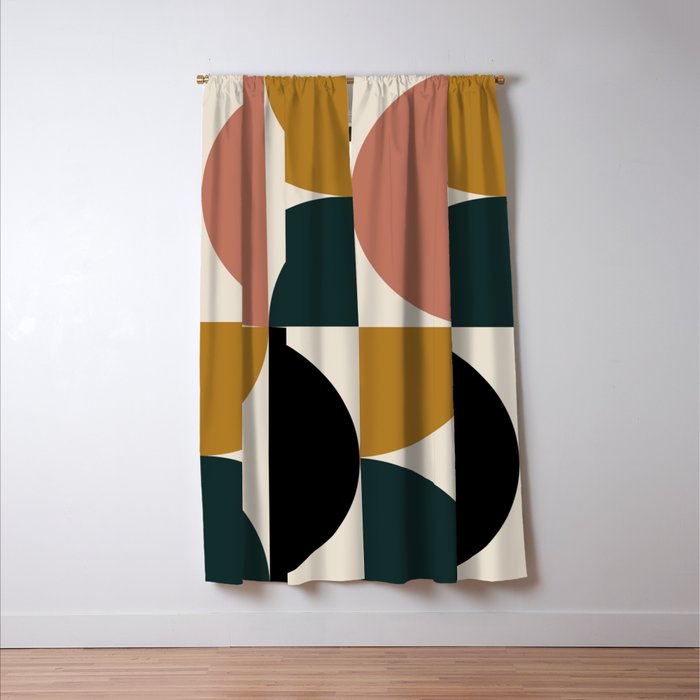 Bauhaus Mid Century Modern Geometric I Window Curtain Gallery Image 3