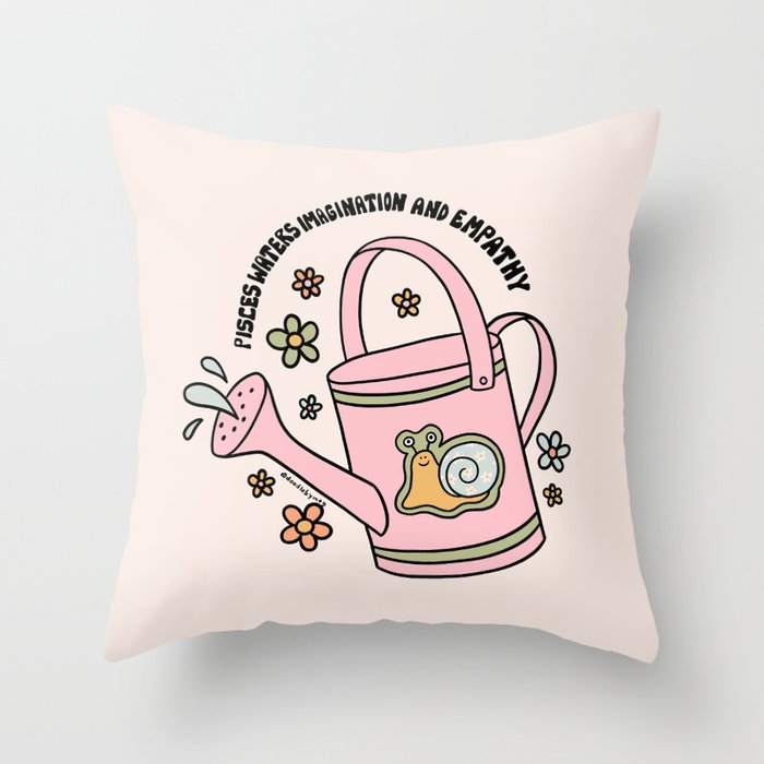 Pisces Watering Can Throw Pillow Gallery Image 1